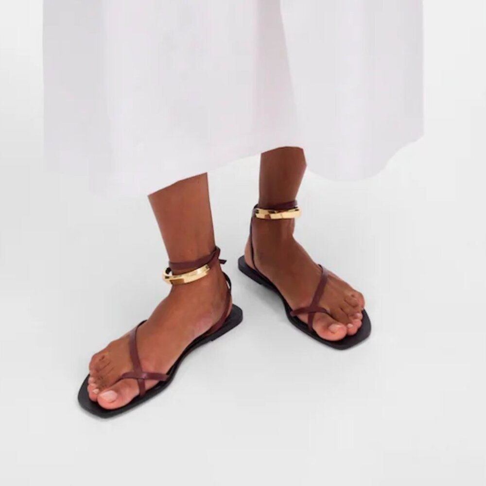 Madewell The Vira Bangle Ankle-Wrap Sandal in Leather Women's Size 6.5 - Picture 2 of 5